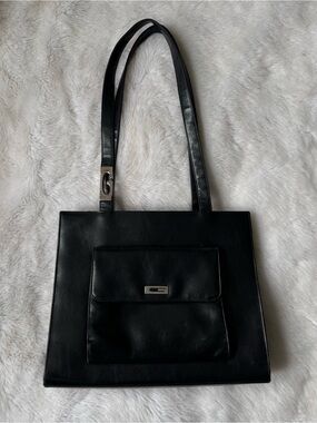 Black Leather Shoulder Tote